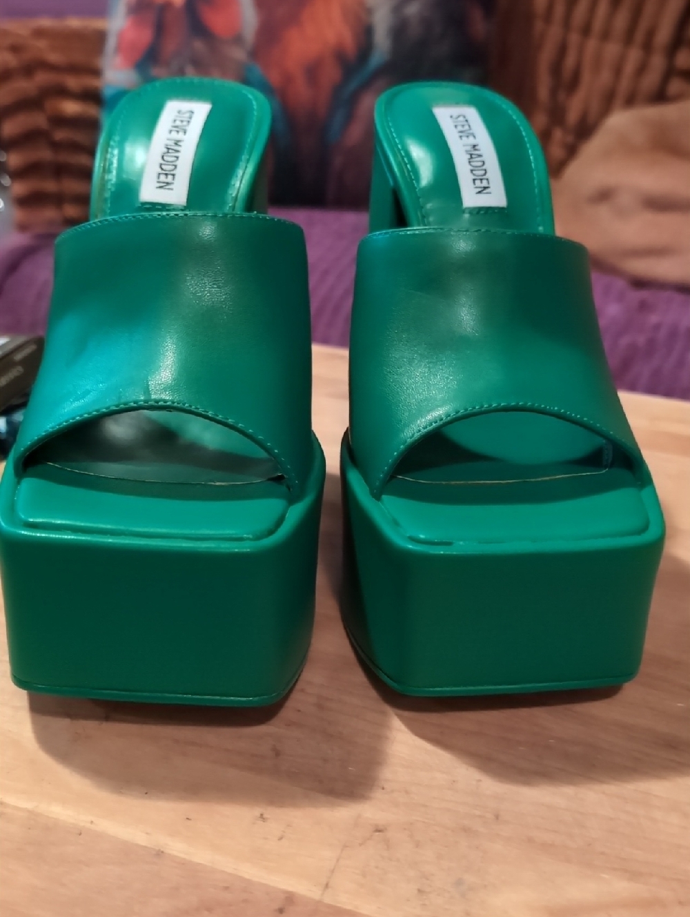 Steve Madden Emerald Green Platform Slide Mules
